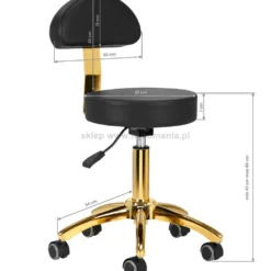 Activ AM-304G Taboret kosmetyczny złoto-czarny, dostępny w 48h