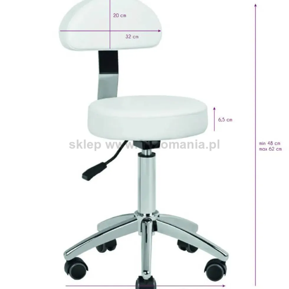 Activ Am-304 Taboret kosmetyczny biały lub czarny, dostępny w 48h