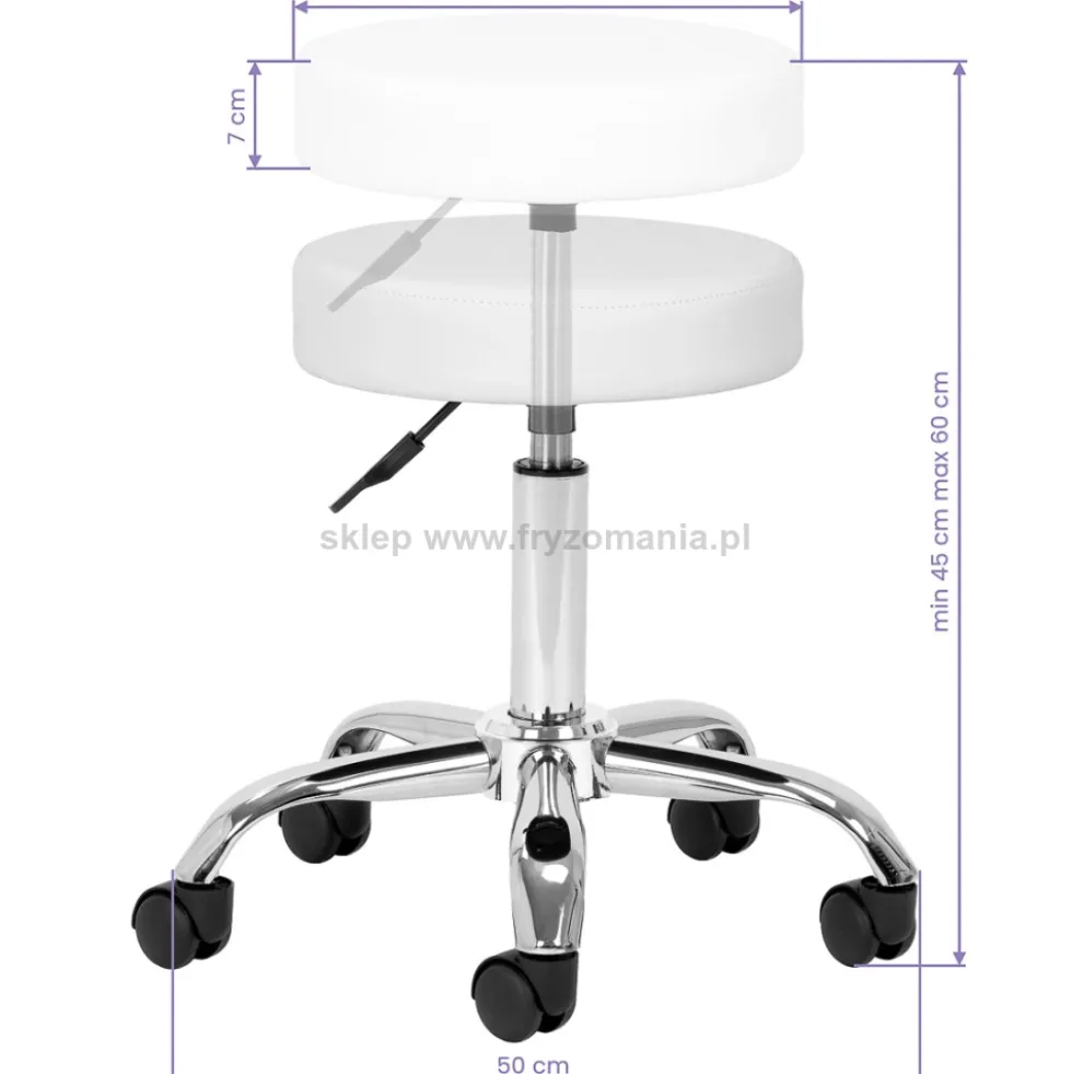 Activ AM-310v Taboret kosmetyczny biały, dostępny w 48h