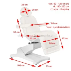 Activ AZZURRO 869A Fotel kosmetyczny, elektryczny, obrotowy, biały dostępny w 48h