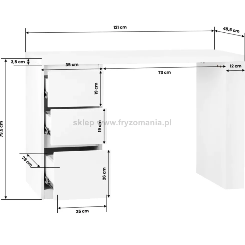 Activ 332 Biurko kosmetyczne białe, dostępne w 48H