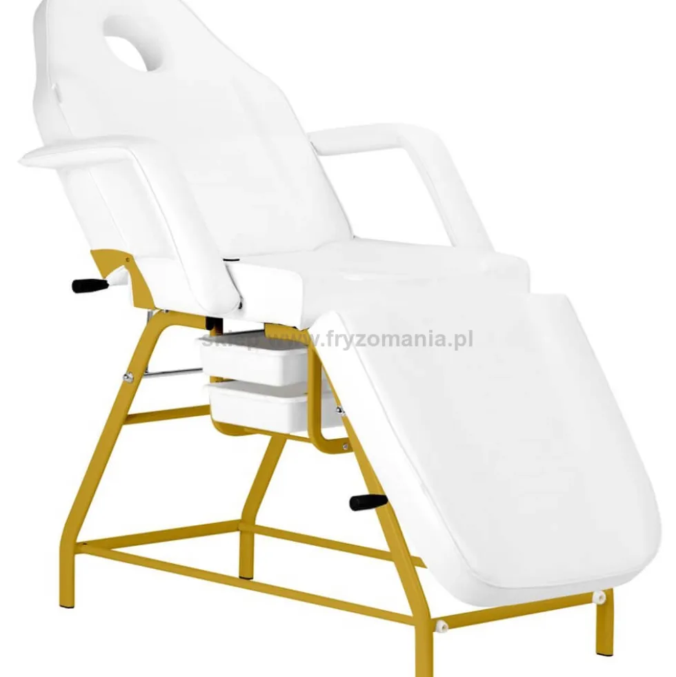 Activ 557G Fotel kosmetyczny złoto-biały z kuwetami
