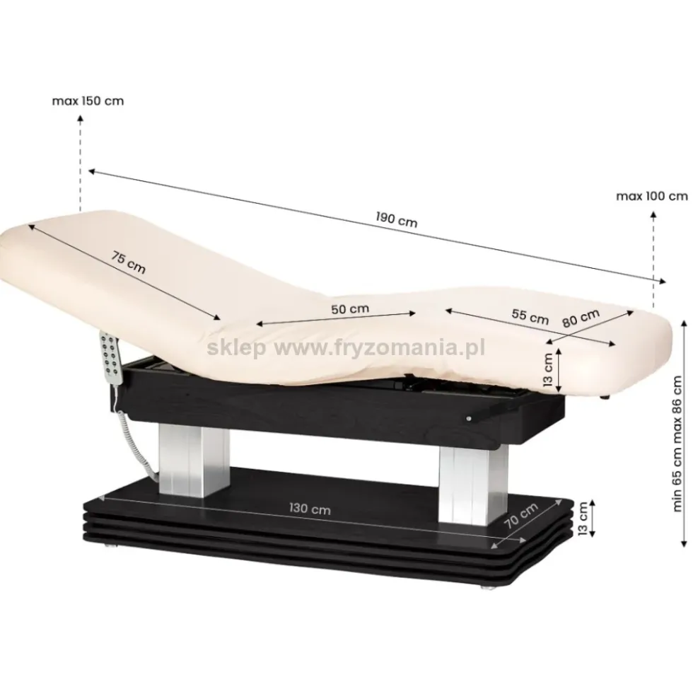 Activ Sillon Comfort Leżanka SPA kosmetyczna, kremowa z czarną podstawą, dostępna w 48H