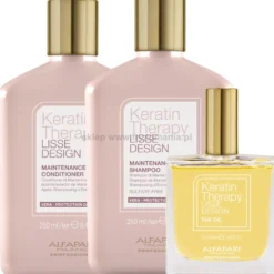 Alfaparf Keratin Therapy Lisse Design zestaw wygładzający włosy szampon i odżywka 2x250ml + olejek 50ml