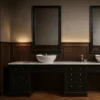 Ayala Barber Industrial Konsoleta fryzjerska 2 stanowiska, blat drewniany