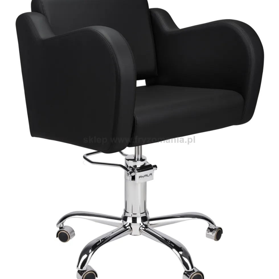 Ayala Holly Black Fotel fryzjerski, podstawa pięcioramienna + kółka dostępny w 48h