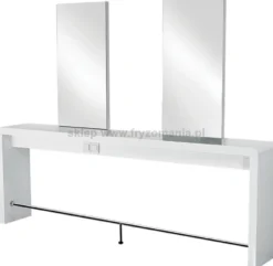 Ayala Reflection II Konsoleta fryzjerska z prostokątnym lustrem, 2-stanowiskowa