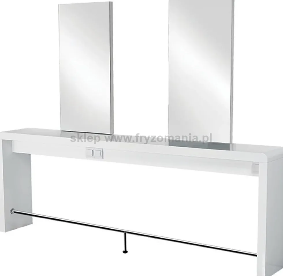 Ayala Reflection II Konsoleta fryzjerska z prostokątnym lustrem, 2-stanowiskowa