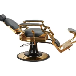 Ayala Solomon Gold Fotel barberski czarny, złota rama dostępny w 48h