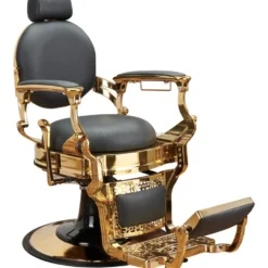 Ayala Solomon Gold Fotel barberski czarny, złota rama dostępny w 48h