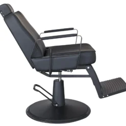 Ayala Torp Fotel barberski czarny, czarna okrągła podstawa, dostępny w 48h