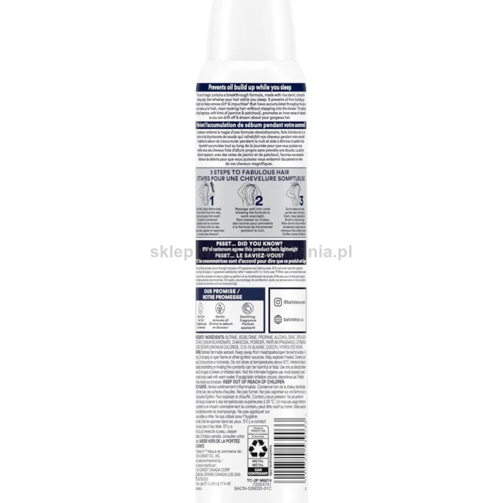 Batiste Overnight Deep Cleanse Suchy szampon do włosów na noc 200ml
