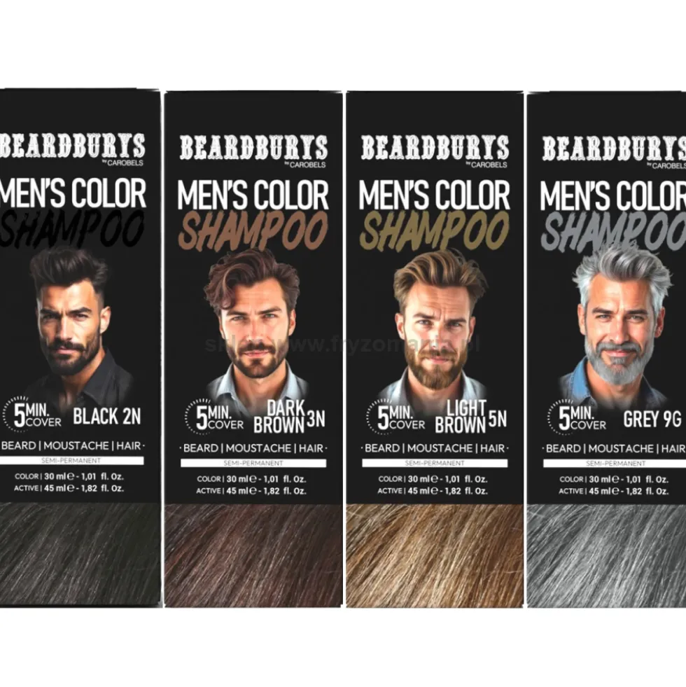 Beardburys Szampon koloryzujący do włosów, brody i wąsów, bez amoniaku i parabenów 30ml + 45ml
