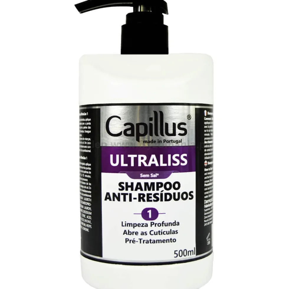 Capillus Ultraliss Forte Nanoplastia włosów - zestaw do nanoplastii szampon, serum i balsam 3x500ml + ampułki z kwasem hialuronowym 6x10ml