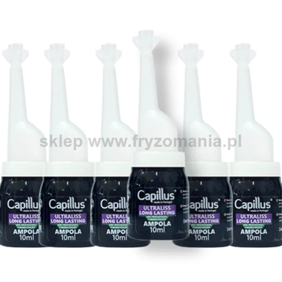 Capillus Ultraliss Forte Nanoplastia włosów - zestaw do nanoplastii szampon, serum i balsam 3x500ml + ampułki z kwasem hialuronowym 6x10ml