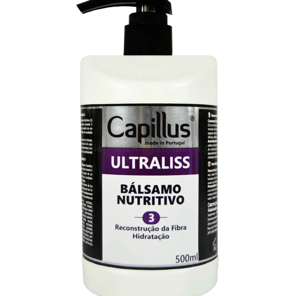 Capillus Ultraliss Forte Nanoplastia włosów - zestaw do nanoplastii szampon, serum i balsam 3x500ml + ampułki z kwasem hialuronowym 6x10ml