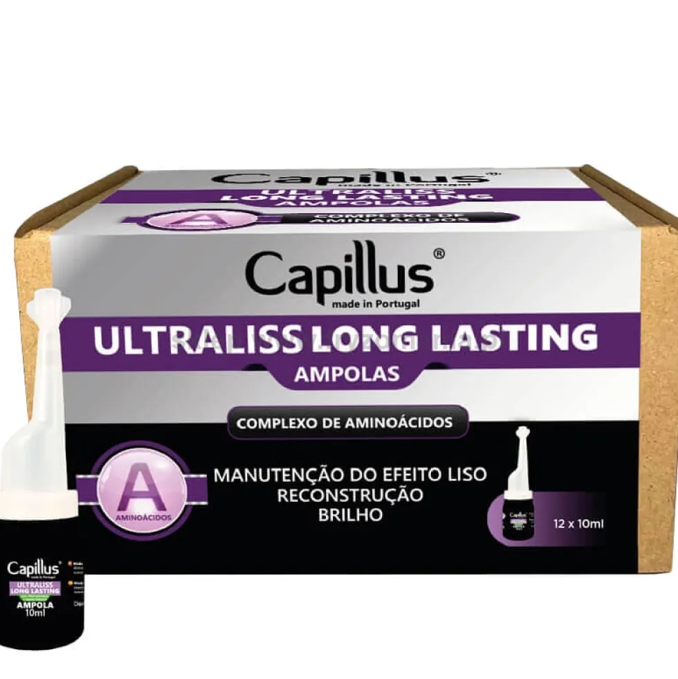 Capillus Ultraliss Forte Nanoplastia włosów - zestaw do nanoplastii szampon, serum i balsam 3x500ml + ampułki z kwasem hialuronowym 6x10ml