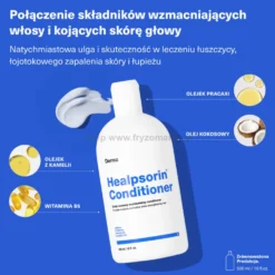 Dermz Healpsorin - zestaw na łuszczycę, ŁZS i podrażnioną skórę głowy szampon 500ml i odżywka 500ml