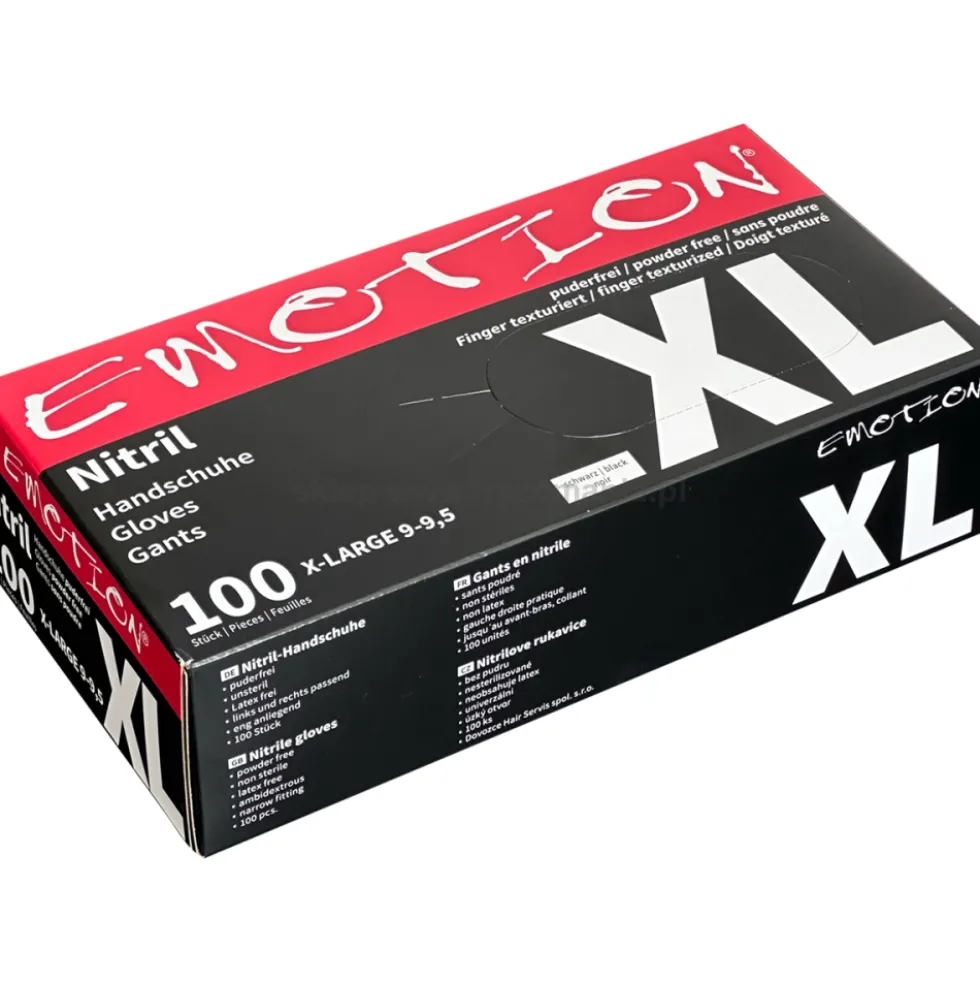 Efalock Professional Emotional Nitril Rękawiczki nitrylowe czarne, rozmiary S, M, L, XL 100szt.