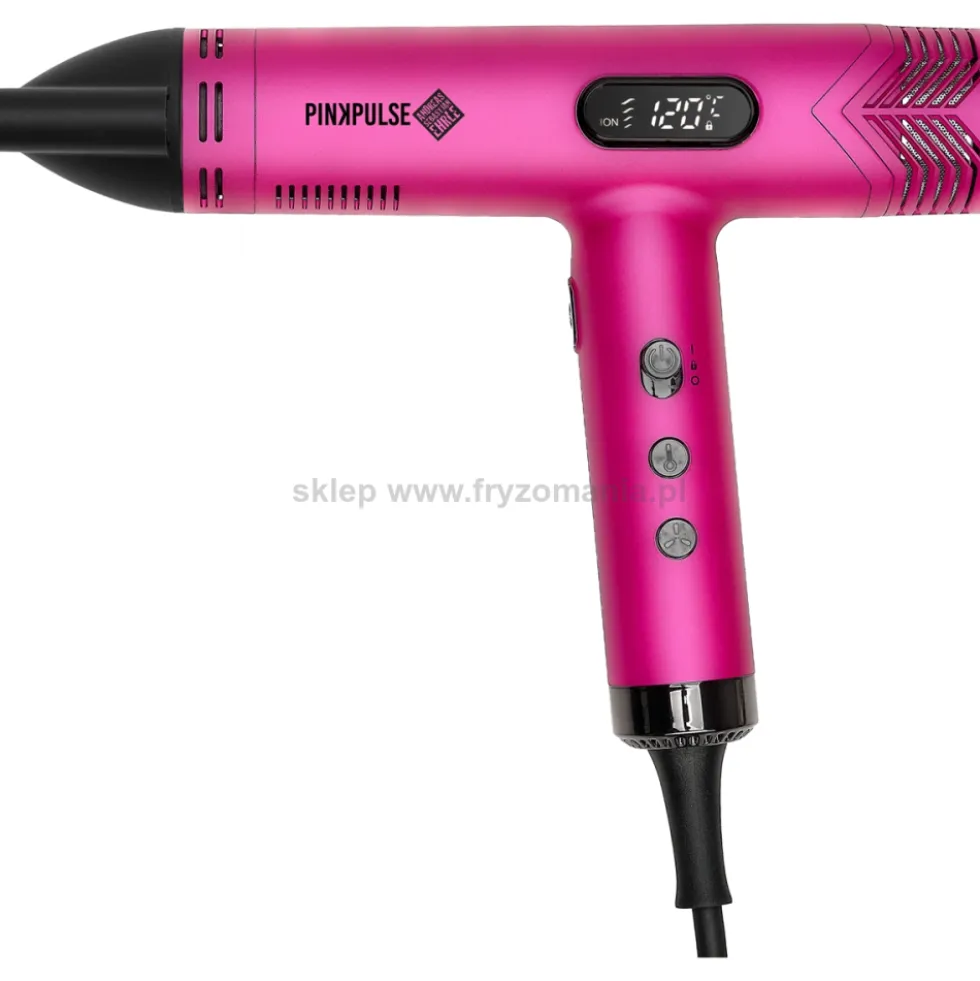Efalock Professional Fantasya Pink Pulse Lekka suszarka 350g, z nakładkami do loków Aircurl, dyfuzorem i koncentratorami, z jonizacją 1800W (Limited Edition)