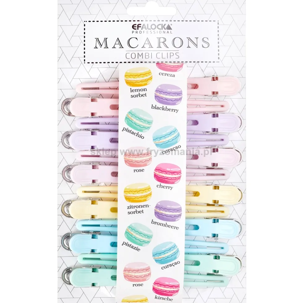 Efalock Professional Macarons Klipsy fryzjerskie 9,5cm, różne kolory 12szt.
