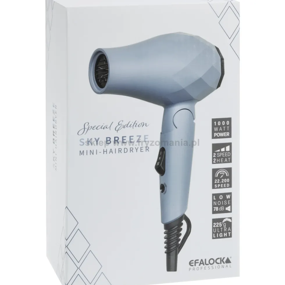 Efalock Professional Sky Breeze Mini suszarka do włosów, składana 1000W