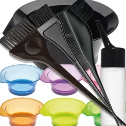 Efalock Professional - zestaw do farbowania włosów pędzelek szeroki, wąski, z grzebieniem, miseczka i pojemnik do mieszania