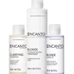 Encanto Do Brasil Blonde - zestaw do keratynowego prostowania włosów blond z kwasem hialuronowym 2x100ml + 200ml