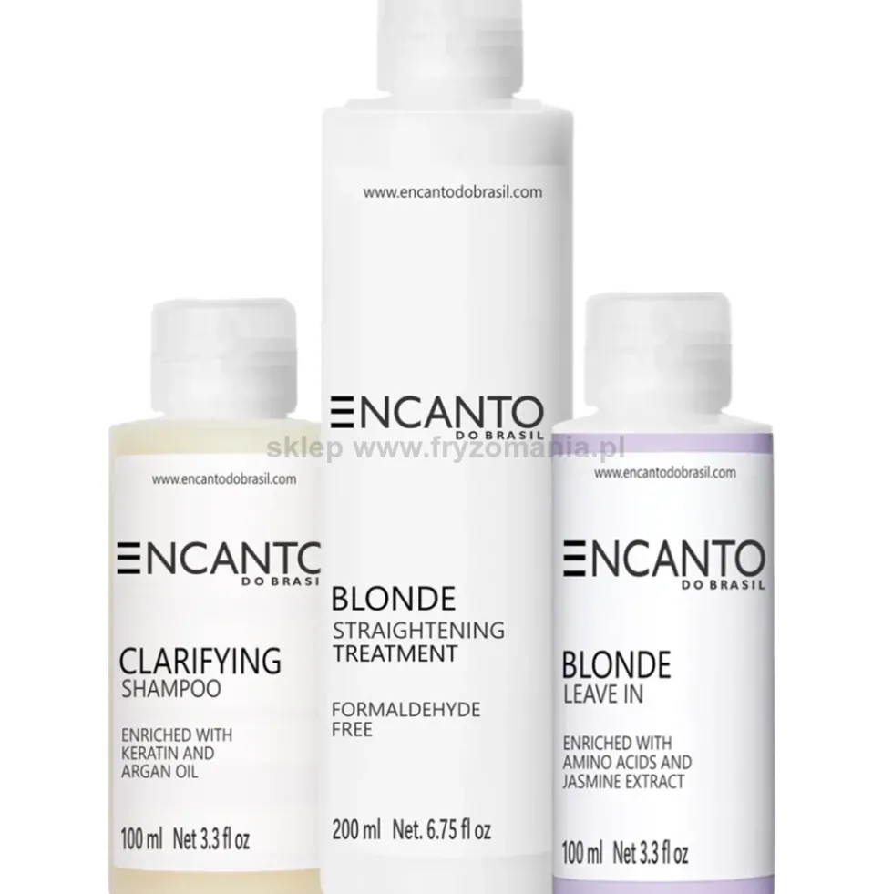 Encanto Do Brasil Blonde - zestaw do keratynowego prostowania włosów blond z kwasem hialuronowym 2x100ml + 200ml