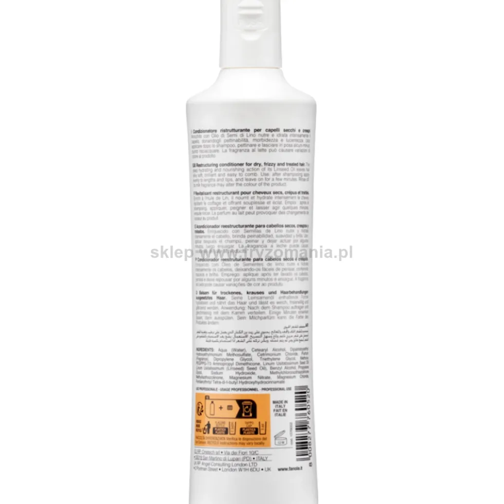 Fanola Nourishing - zestaw do włosów suchych szampon, odżywka 2x350ml i maska w sprayu 200ml