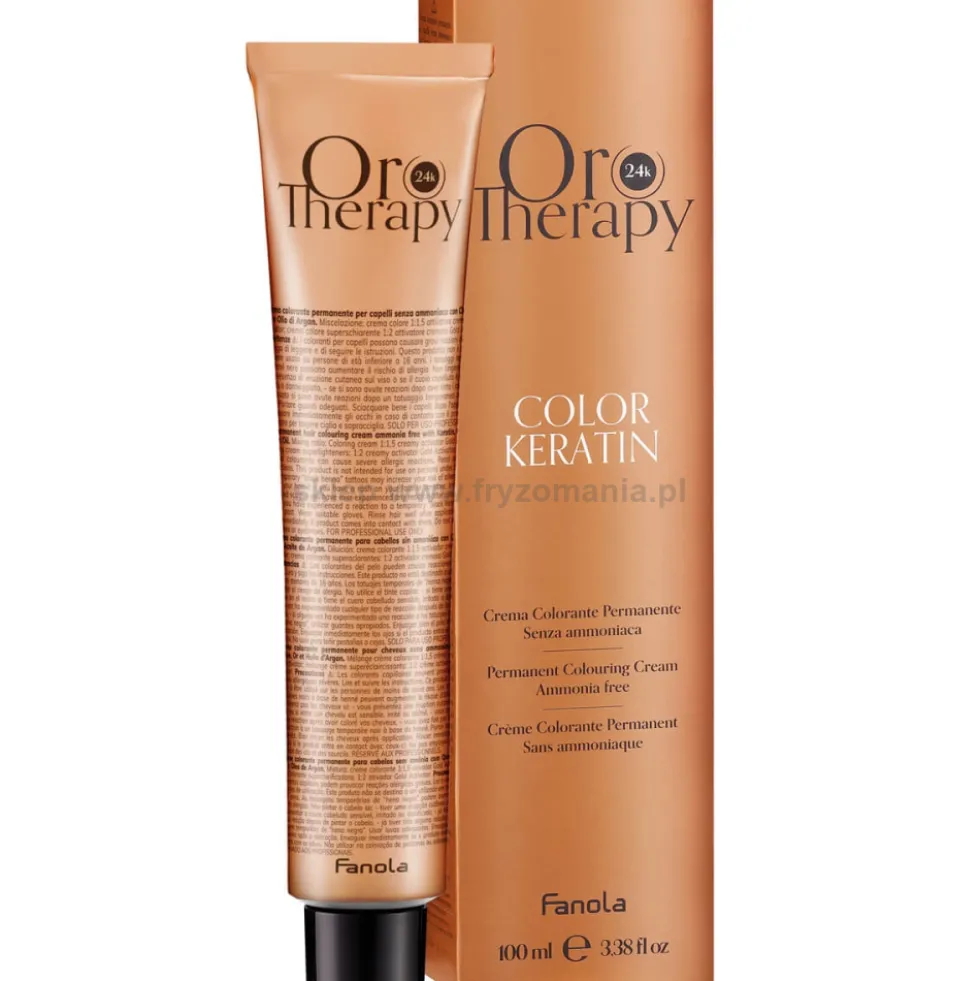 Fanola Oro Therapy Color Keratin Oro Puro Farba w kremie do trwałej koloryzacji bez amoniaku 100ml