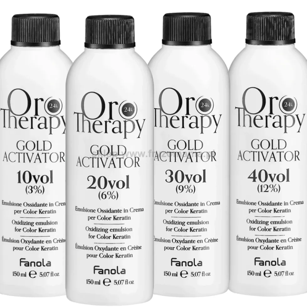 Fanola Oro Therapy Gold Activator Oro Puro Aktywator w kremie z keratyną, stężenia: 3%, 6%, 9%, 12% 150ml
