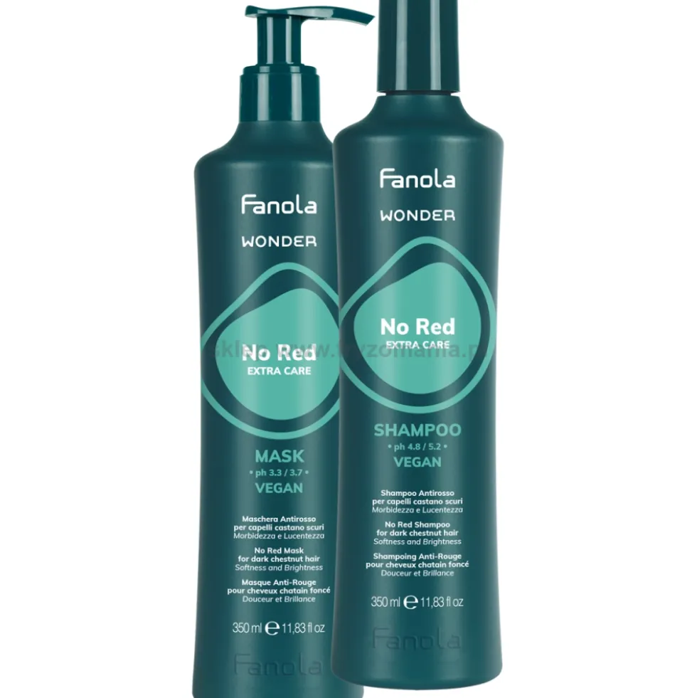 Fanola Wonder No Red - zestaw neutralizujący szampon i maska dla brunetek 2x350ml