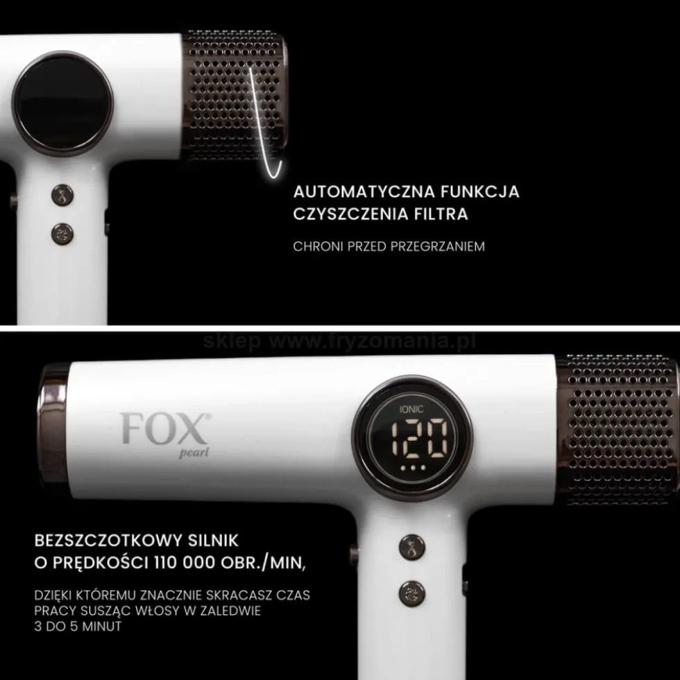 Fox Pearl Suszarka do włosów z jonizacją, ultracicha 1800W