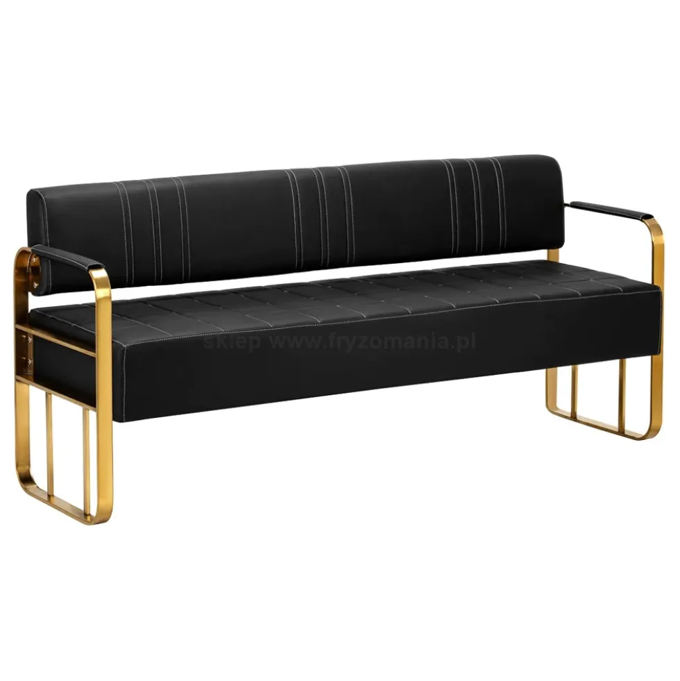 Gabbiano Avila Sofa do poczekalni fryzjerskiej, złoto-czarna, dostępna w 48H