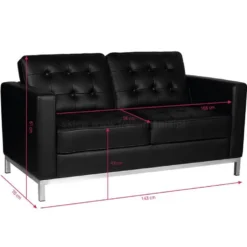 Gabbiano BM18019 Sofa do poczekalni fryzjerskiej, czarna