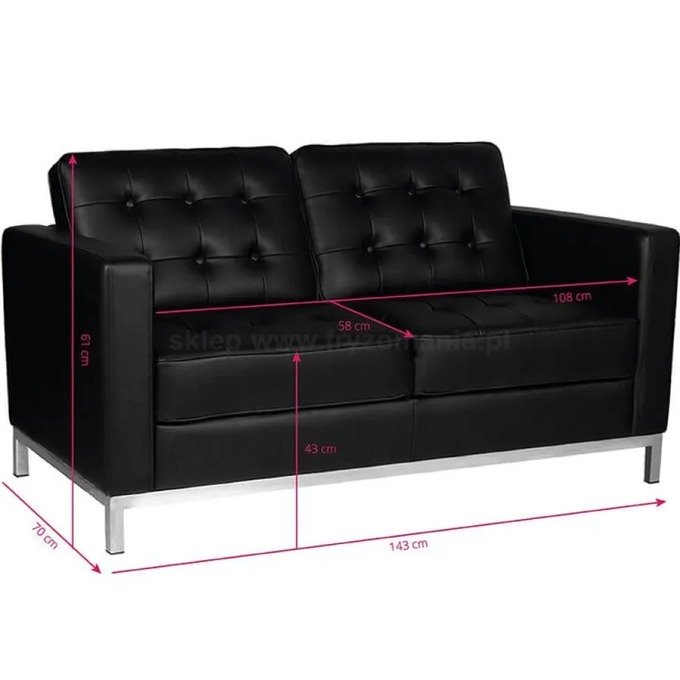 Gabbiano BM18019 Sofa do poczekalni fryzjerskiej, czarna