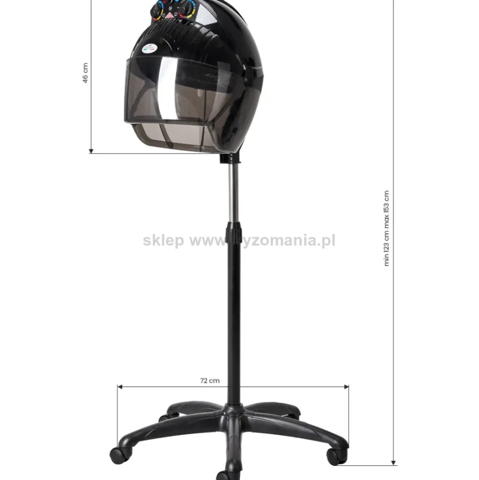 Gabbiano Centurion LVI-203S ionic Suszarka stojąca z trzema prędkościami, czarna