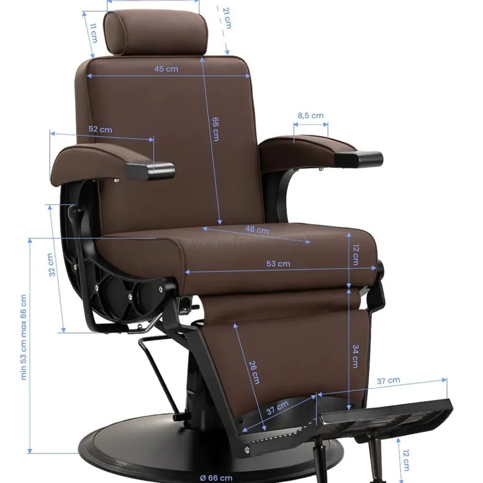 Gabbiano Continental Fotel barberski brązowy, dostępny w 48h