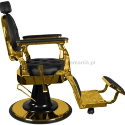 Gabbiano Giulio Gold, fotel barberski czarno-złoty, dostępny w 48h