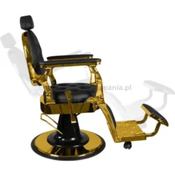 Gabbiano Giulio Gold, fotel barberski czarno-złoty, dostępny w 48h