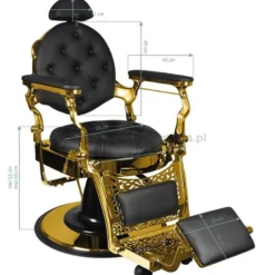 Gabbiano Giulio Gold, fotel barberski czarno-złoty, dostępny w 48h