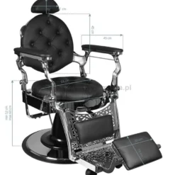 Gabbiano Giulio Silver, fotel barberski czarno-srebrny, dostępny w 48h