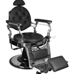 Gabbiano Giulio Silver, fotel barberski czarno-srebrny, dostępny w 48h