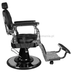 Gabbiano Giulio Silver, fotel barberski czarno-srebrny, dostępny w 48h
