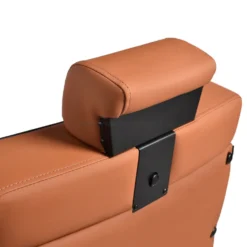 Gabbiano Levi Fotel barberski brązowy z czarną ramą, dostępny w 48h