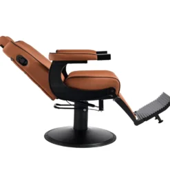 Gabbiano Levi Fotel barberski brązowy z czarną ramą, dostępny w 48h
