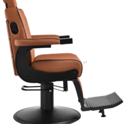 Gabbiano Levi Fotel barberski brązowy z czarną ramą, dostępny w 48h
