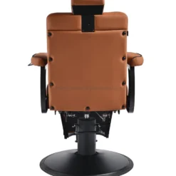 Gabbiano Levi Fotel barberski brązowy z czarną ramą, dostępny w 48h