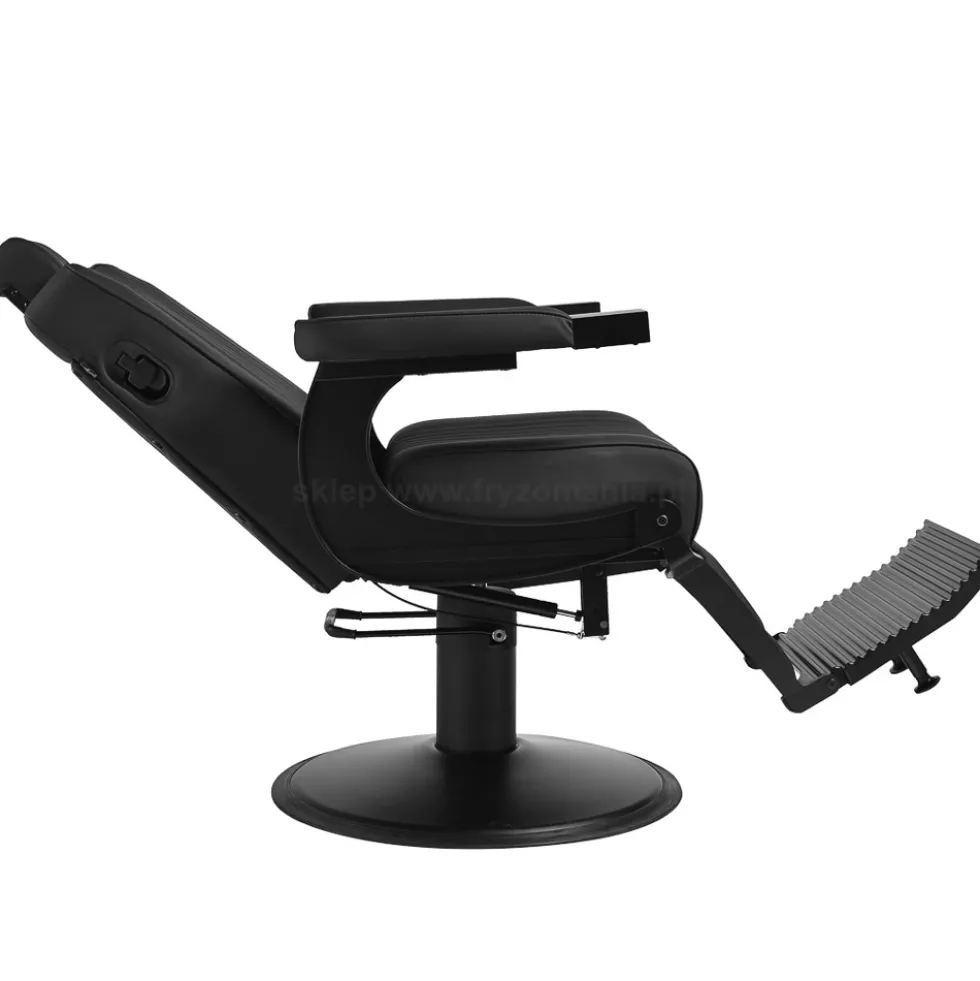 Gabbiano Levi Fotel barberski czarny z czarną ramą, dostępny w 48h